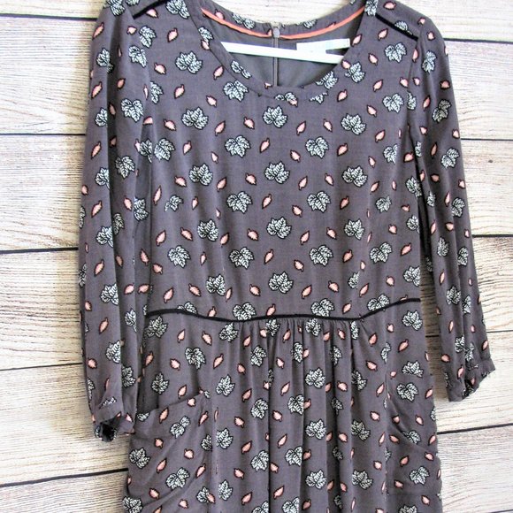 Boden Gray Maple Leaf Print Dress - Picture 3 of 7